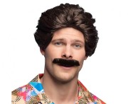 Peruka Męska z Wąsami Vance Lata 80 Przebranie Strój Karnawał