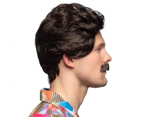 Peruka Męska z Wąsami Vance Lata 80 Przebranie Strój Karnawał