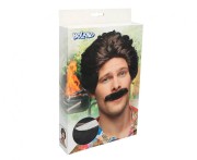 Peruka Męska z Wąsami Vance Lata 80 Przebranie Strój Karnawał