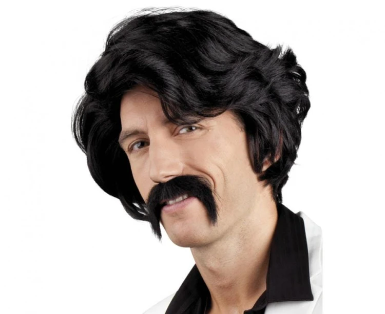 Peruka Męska Chuck z Wąsami Brunet Przebranie Strój Impreza Karnawał