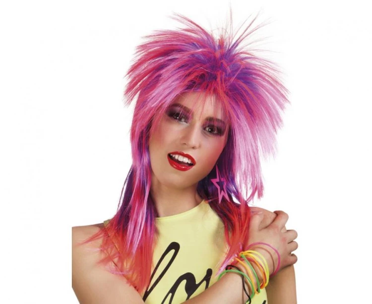 Peruka Kimberly Gwiazda Rocka Punka Różowa Fioletowa Lata 80 Karnawał