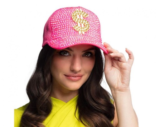Czapka z Daszkiem Dolar Neonowa Różowa Czapka bogacza Impreza Karnawał Regulowana