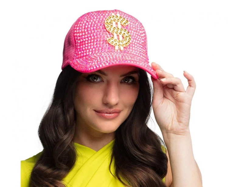 Czapka z Daszkiem Dolar Neonowa Różowa Czapka bogacza Impreza Karnawał Regulowana
