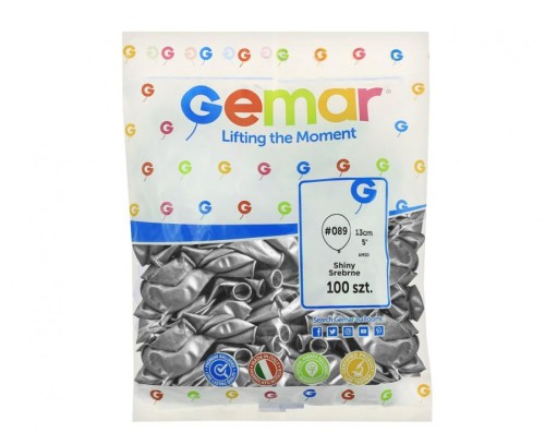 Balony lateksowe chromowane shiny 5" 13 cm srebrne 100 szt.