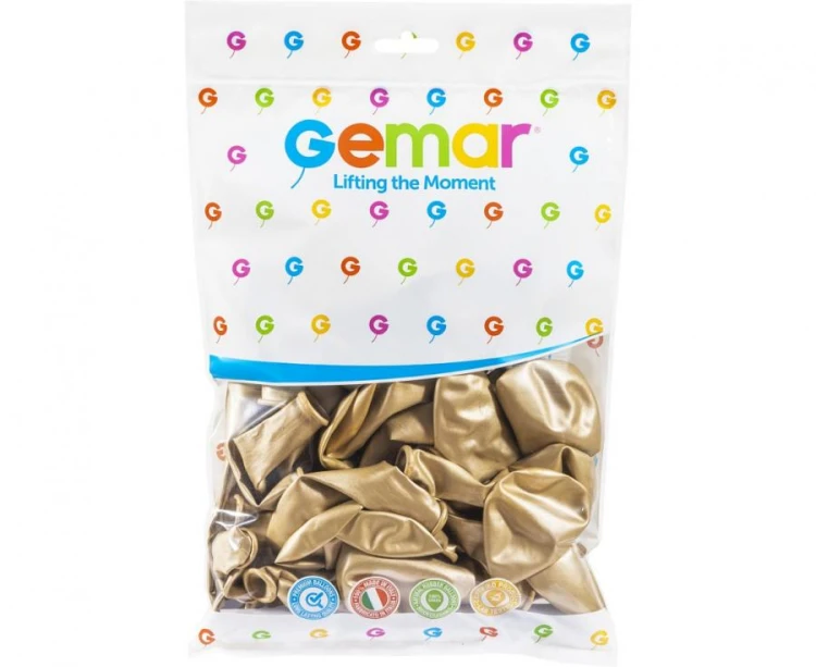 Balony lateksowe chromowane shiny 13 cali 33 cm złote 50 szt.