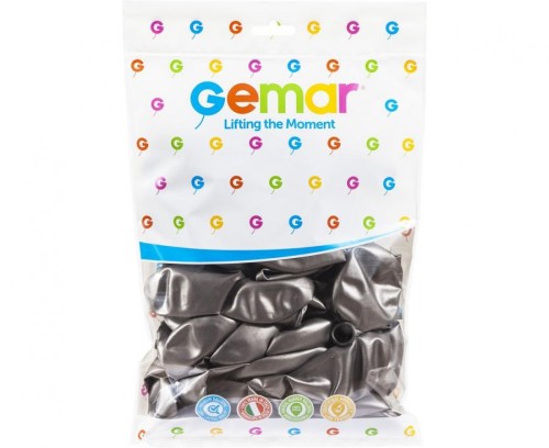 Balony lateksowe chromowane shiny 13 cali 33 cm grafitowe 50 szt.