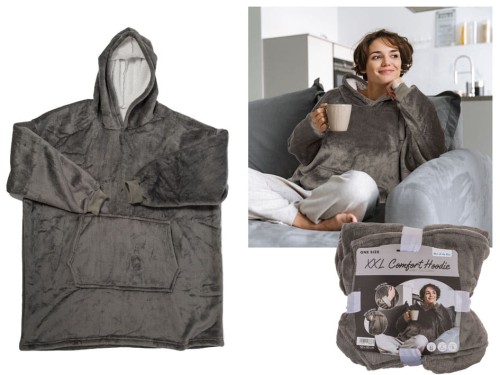 Bluza Oversize szara Domowa z kapturem i kieszonką na Chłodne Wieczory  2.jpg