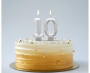 Świeczka cyferka 1 cyfra Diament cyfra na tort metalik srebrny 7.6 cm