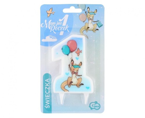 Świeczka na roczek dla chłopca pierwsze urodziny urodzinki urodzinowa Kangurek
