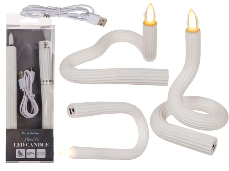 Elastyczna Świeca Lampka LED z Silikonu Dekoracja Migoczące Światło biała .jpg