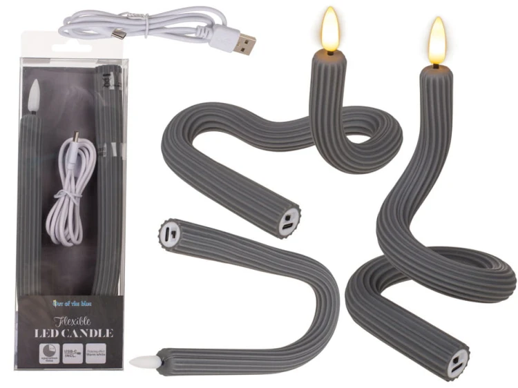 Elastyczna Świeca Lampka LED z Silikonu Dekoracja Migoczące Światło czarna .jpg