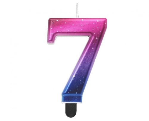 Świeczka urodzinowa cyferka 7 cyfra 7 na tort kosmiczna Night Sky metaliczna 8 cm