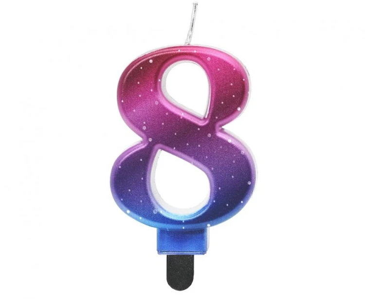 Świeczka urodzinowa cyferka 8 cyfra 8 na tort Night Sky metaliczna 8 cm