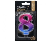 Świeczka urodzinowa cyferka 8 cyfra 8 na tort Night Sky metaliczna 8 cm