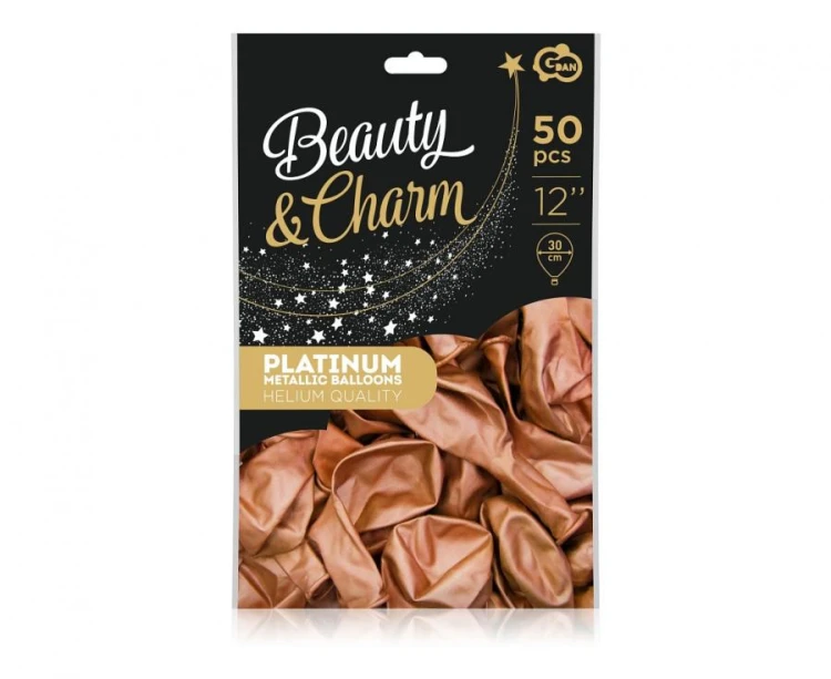 Balony Beauty&Charm platynowe 12" 50 szt. 30 cm miedziane