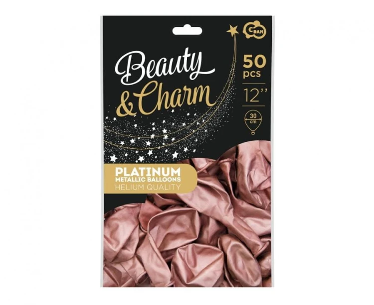 Balony Beauty&Charm platynowe 12" 50 szt. 30 cm jasno czerwone