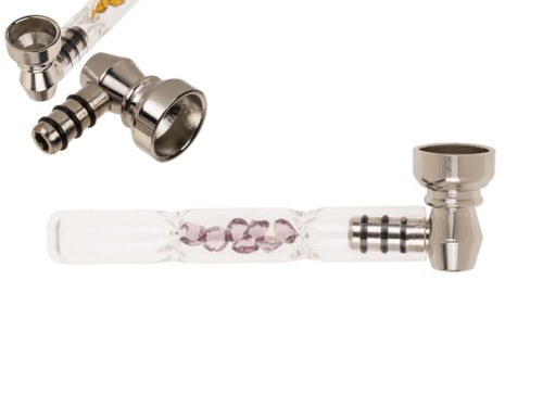 Szklana Fajka z Metalową Główką i Kryształkami mix różnych wzorów 2.jpg