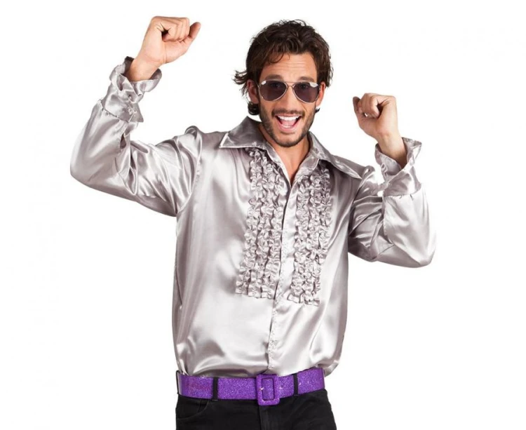 Koszula Party srebrna rozm. L imprezowa na imprezę Przebranie Strój