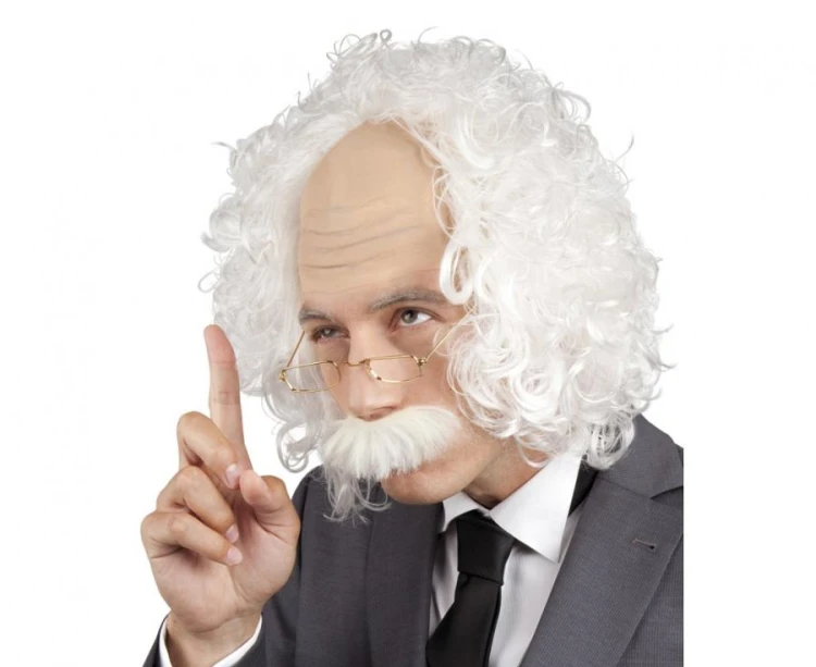 Peruka Profesor z wąsami i okularami Albert Einstein Przebranie