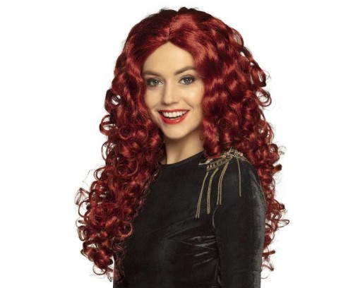 Peruka Mylene ciemne czerwone Włosy Długie Kręcone na Imprezę