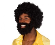 Peruka Rufus z brodą Kręcone czarne Włosy na Imprezę