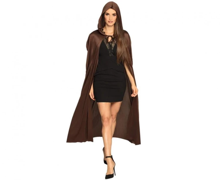Peleryna z kapturem Dust brązowa 180 cm Przebranie Czarnoksiężnik