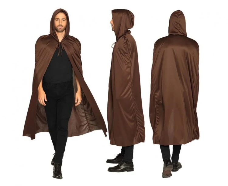 Peleryna z kapturem Dust brązowa 180 cm Przebranie Czarnoksiężnik