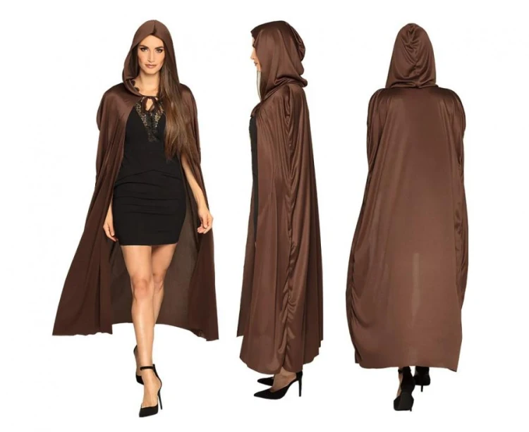 Peleryna z kapturem Dust brązowa 180 cm Przebranie Czarnoksiężnik