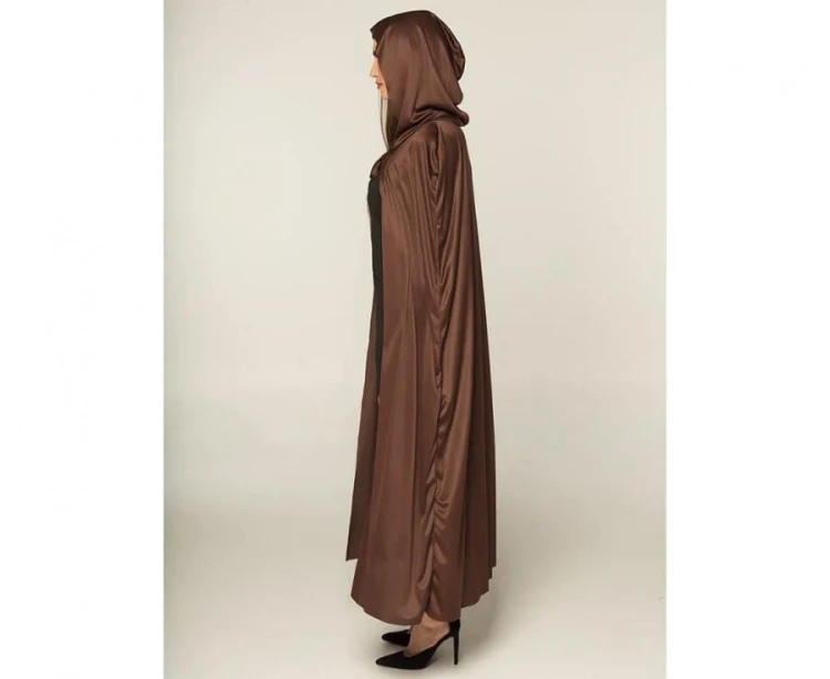 Peleryna z kapturem Dust brązowa 180 cm Przebranie Czarnoksiężnik