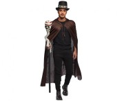 Peleryna z kapturem Dust brązowa 180 cm Przebranie Czarnoksiężnik