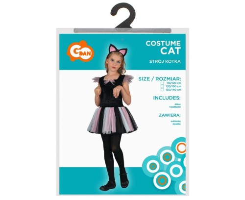 Przebranie dla dziewczynki Strój Kotek Kostium sukienka opaska 120/130 cm