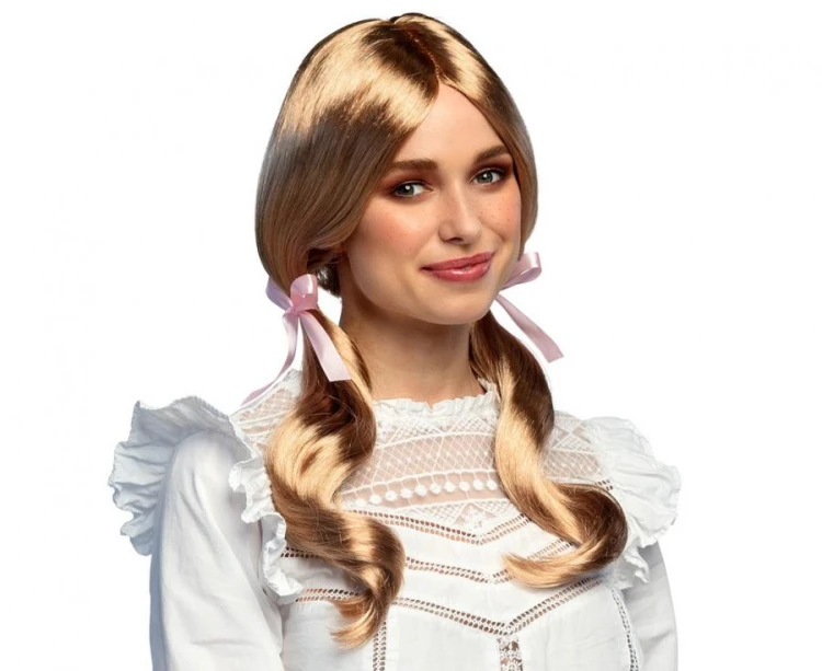 Peruka Uczennicy blond włosy z kucykami na Imprezę
