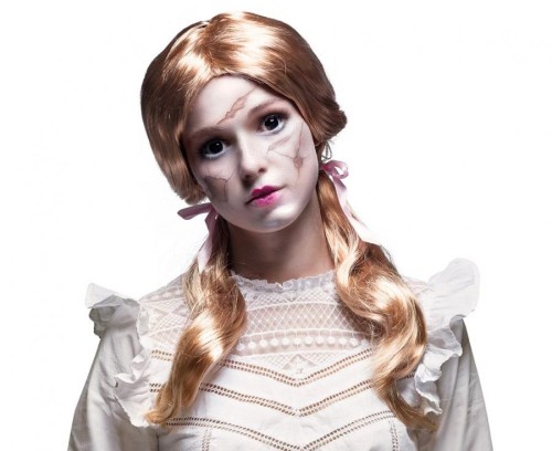 Peruka Uczennicy blond włosy z kucykami na Imprezę