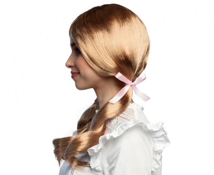 Peruka Uczennicy blond włosy z kucykami na Imprezę