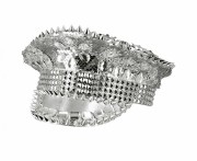 Czapka Srebrna z Daszkiem Ćwiekami Błyszcząca Glam Rock Przebranie Karnawał