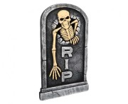 Nagrobek Halloween RIP z kościotrupem upiorna dekoracja straszna ozdoba 56x33 cm