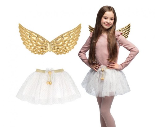 Strój Aniołka Kostium Anioła dla Dzieci Złoty Bal Świętych Jasełka
