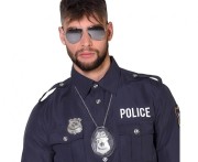 Strój Policjanta dla Dorosłych Przebranie Policjant Kostium Police Akcesoria Okulary Wisiorek Odznaka