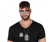 Strój Policjanta dla Dorosłych Przebranie Policjant Kostium Police Akcesoria Okulary Wisiorek Odznaka