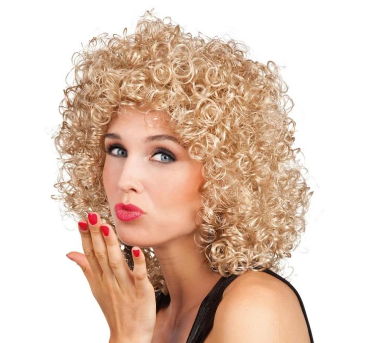 Peruka afro blond kręcone włosy DISCO loki loczki