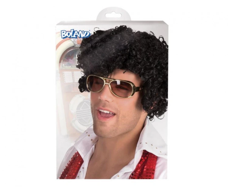 Peruka Elvis czarna Włosy Króla fryzura