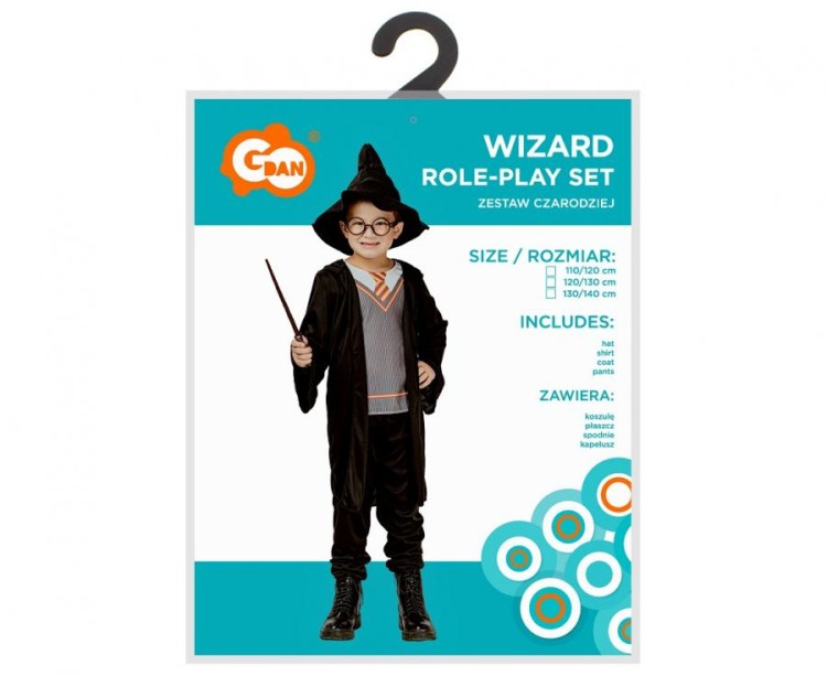 Zestaw dla dzieci Czarodziej Przebranie strój chłopca rozm. 130/140 cm