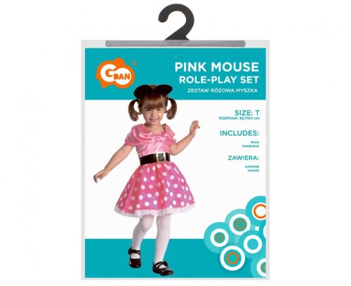 Zestaw Różowa Myszka Przebranie Strój dla dziewczynki rozm. 92/104 cm