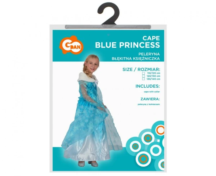 Peleryna Błękitna Księżniczka Przebranie Strój dziewczynki rozm. 120/130 cm