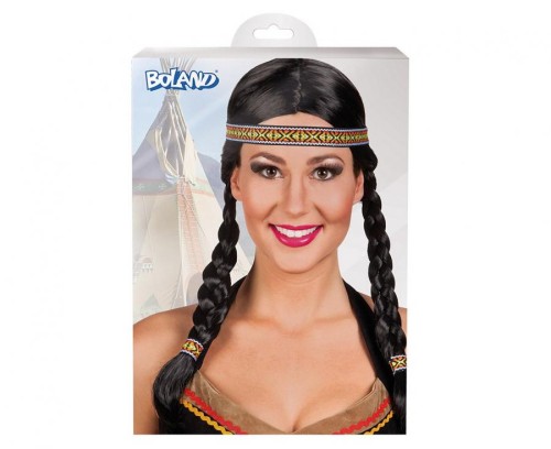 Peruka Kewanee z opaską Indianka z opaską Włosy warkoczyki