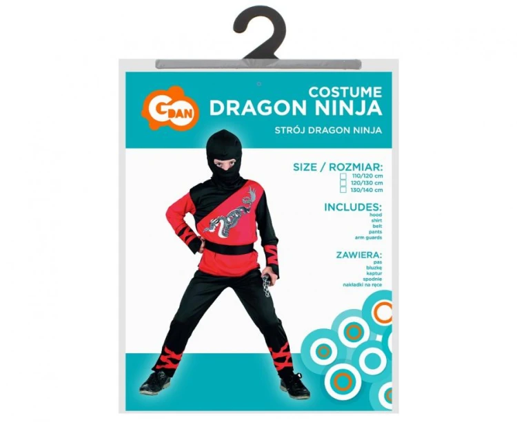 Zestaw Dragon Ninja Przebranie Strój dla chłopca rozm. 110/120 cm