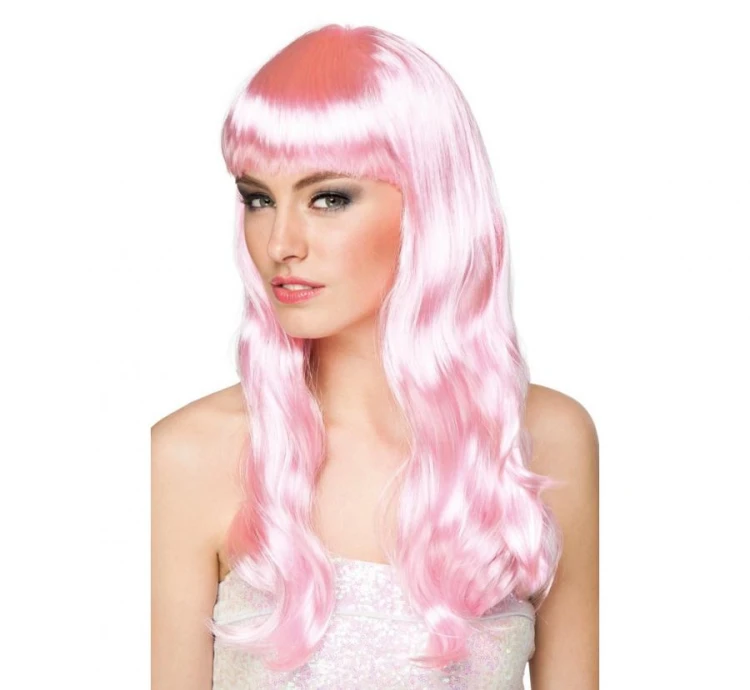 Peruka Chique jasny róż długie włosy