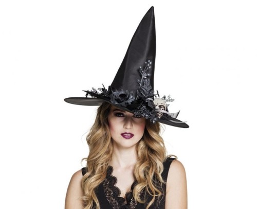 Kapelusz czarownicy wiedźmy Skulla czarny