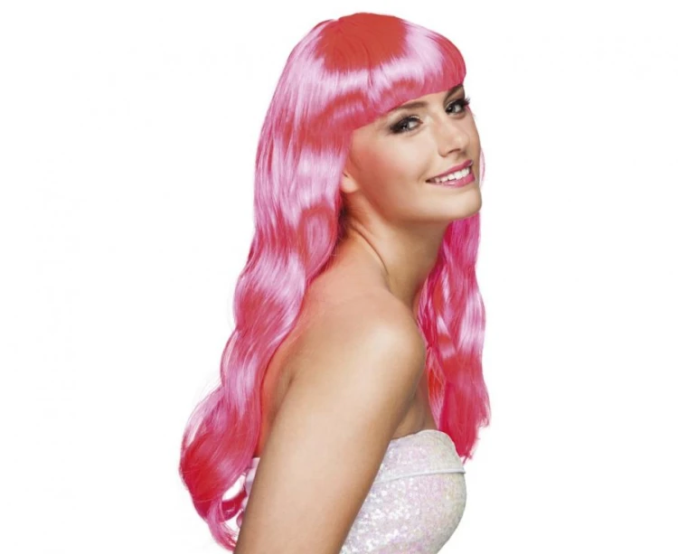Peruka Elegancka Dziewczyna różowa długie włosy