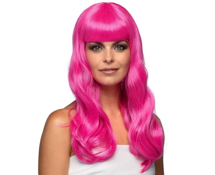 Peruka Elegancka Dziewczyna różowa Długie Włosy na Imprezę
